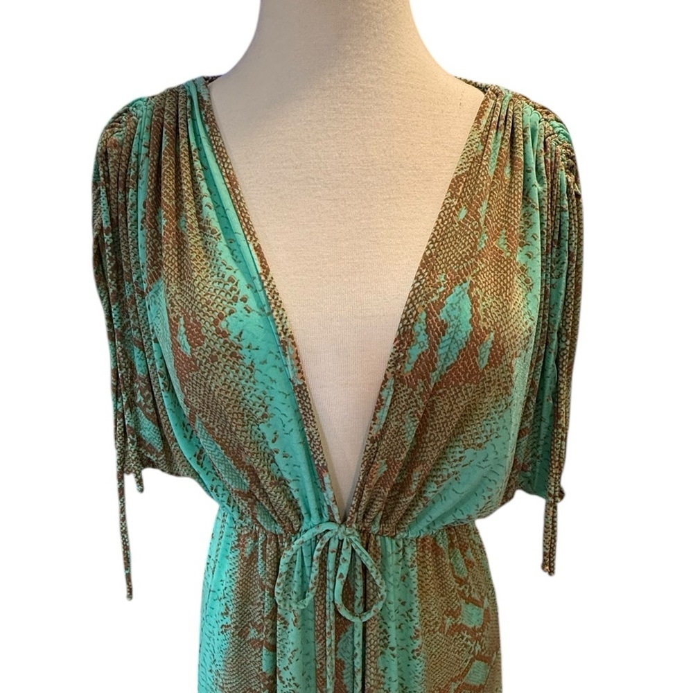 ViX by Paula Hermanny Snakeskin Print Beach Coverup Drawstring Deep V Neck Large - Picture 4 of 14
